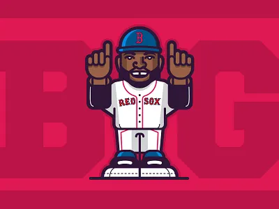 Big Papi's 34 baseball big david ortiz line art player red sox vector