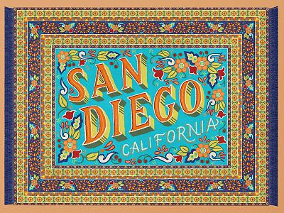 San Diego Magic Carpet california colorful decorative lettering pattern rug san diego textile tropical