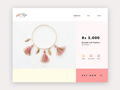 Daily UI: #012 Single Product boho bracelet. web ecommerce gold jewellery muzli online shopping ui ux