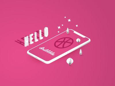 Invited!! Hello Dribble 3d ball dribble flat isometric phone tree