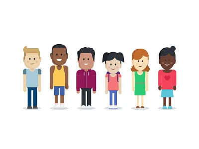 Character Set characters children family illustrations kids nationalities nudds