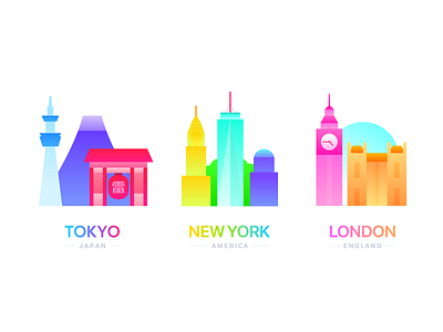 Gradation City Set city gradatin japan london newyork