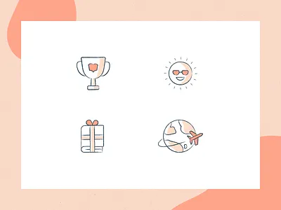 Icon set book delivery flat gift glasses illustration plane planet sun trophy vector world