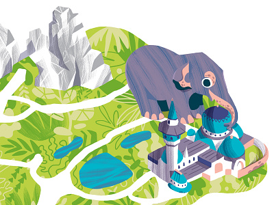Zoo map elephant illustration map nature pattern plants zoo