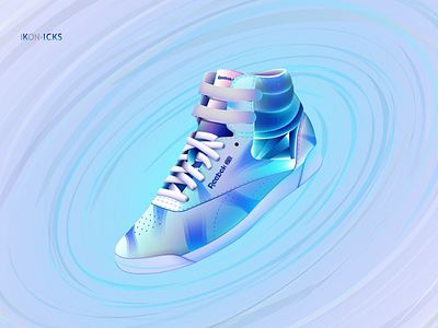 Reebok Freestyle art digitalart gradient illustration neon reebok sneakers vector