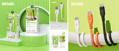 Packaging Design & 3D Rendering for Cable Box 3d ai cable charging design green hd illustation illustrator packaging print printable render rendering vector wire