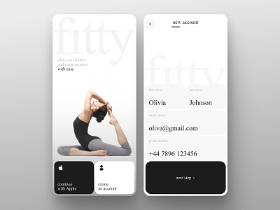 Yoga & Pilates App – Registration & Sign Up Screens app app design app ui design design fit interface minimal mobile mobile app modern navbar onboarding registration sport tracking ui ux