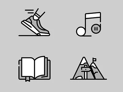 Activity Icons activity activity icons figma hiking icon illustration mountains music reading rosek running