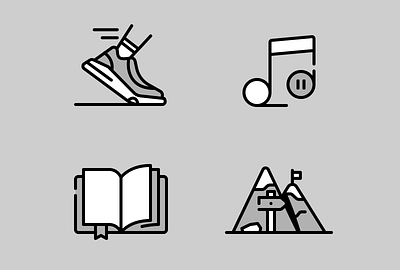 Activity Icons activity activity icons figma hiking icon illustration mountains music reading rosek running