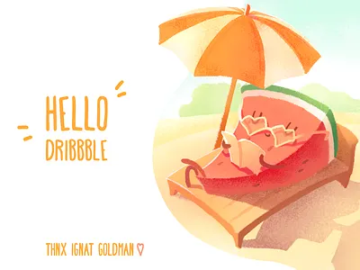 Hello Dribbble! character debut hello illustration sunny