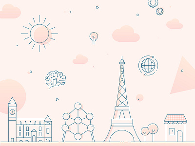 Tech Village in icons brussels icons illustration illustrator inspiration luxembourg lyon paris picto sketch sky stroke village