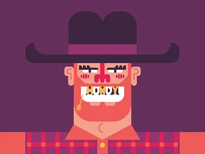 Howdy character design cowboy illustration minimal southwest vector