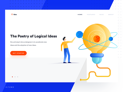 Idea - web header bulb cover freebies header idea illustration landingpage planet ritzmo ui website