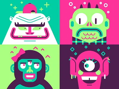 Monster Buddies character design illustration minimal monster vector