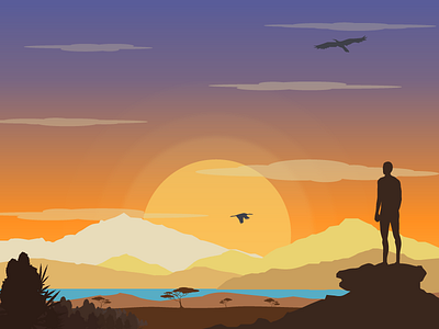 Dribbble Savannah africa cannabis kindtyme landscape mountains savannah silhouette sunset view