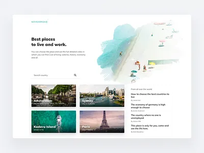 Move Abroad - Web Version abroad beauty best place to live clean header minimal travel trending website