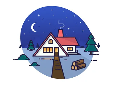 Blue Night illustration night stars wild