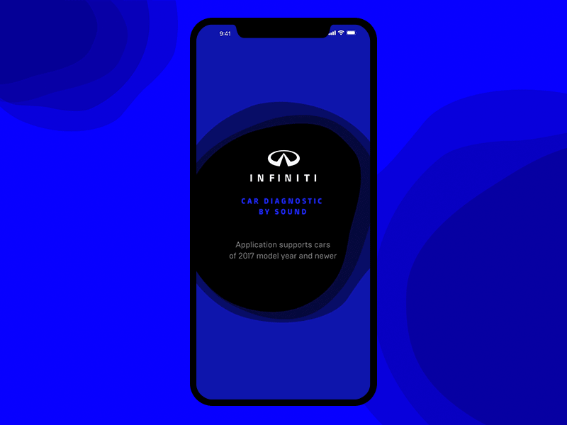 Diagnostic by sound for Infiniti animation app car design interaction interface ios loading mobile principle ui ux