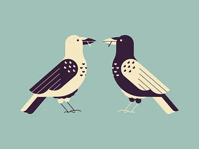 Crows 2d bird contrast crow green illustration vector