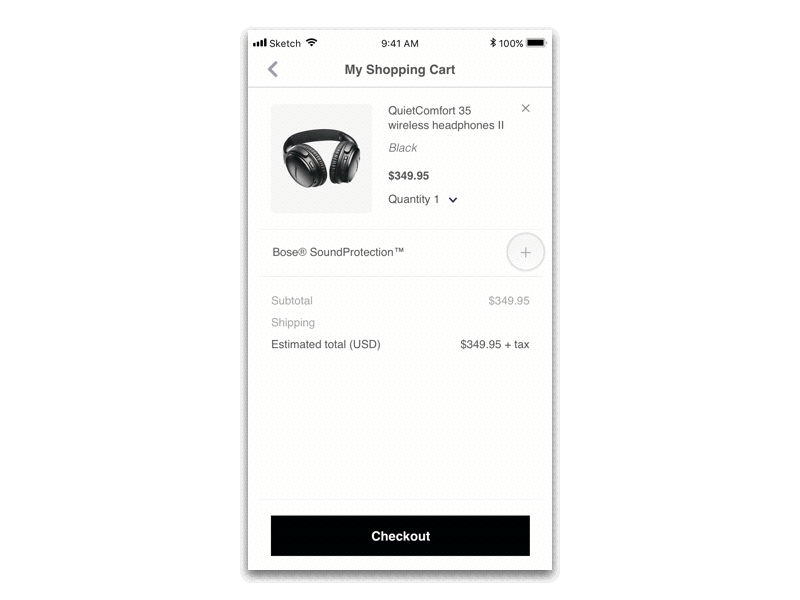 Bose Shopping Cart animation design interaction ios mobile app principle redesign sketch ui ui challenge ux