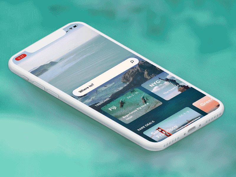 Travel App app booking flights gif ios mobile prototype travel ui