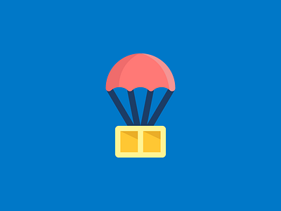 Flying Box box flat icon illustration parachute simple