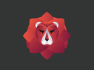 Lion gradient icon lion logo red symmetry vector