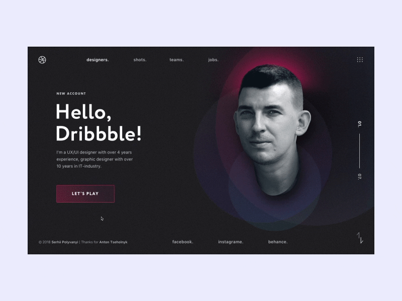 Hello Dribbble! animation black clean creativity desktop effects minimal motion ui ux web website