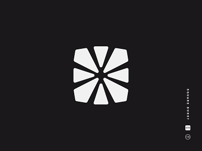 Square Burst 8th black and white burst center division fracture icon mark minimal square subdivision symbol