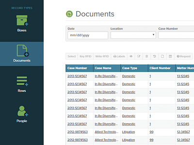 SimplicityRMS - Documents Screen records management system rms software design ui user experience user interface ux web app web based software