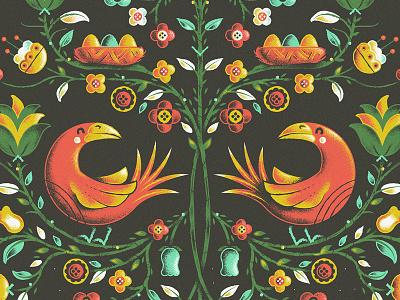 Symmetry Birds birds character flower illustration landscape nature pattern