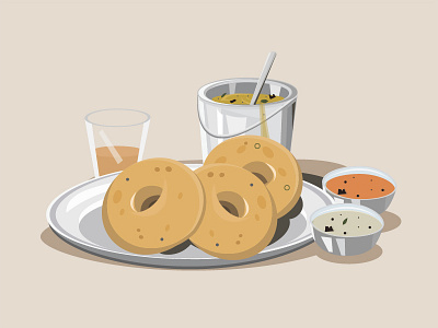 Vada breakfast chai chutney food illustration sambar south indian tea vada vada love