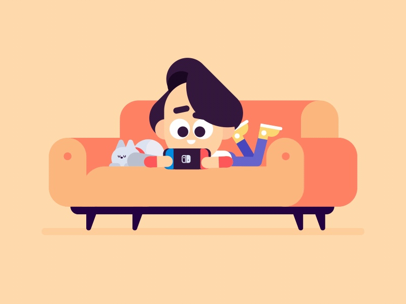 Switch! aftereffects animation characterdesign chill design flat illustration illustrator kid motio nintendo videogames