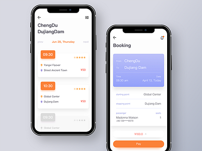 Bus list & booking app bus ui