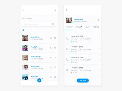 Address Book App - free download address avatar book design download free freebie ios list search ui white