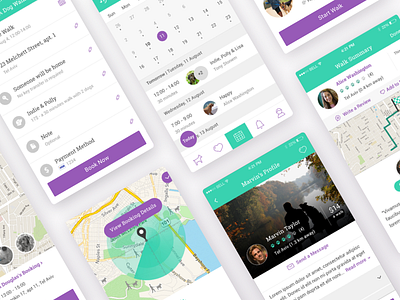 Dogiz iOS App app design bottom bar button design calendar community dogs app dogwalkers app interactive ios app iphone map map pin mobile product design profile page settings tabs ui ux ux ui