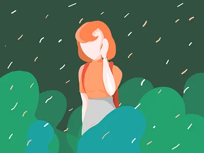 Summer walk forest girl illustration minimal mood nature simple summer trip vector vectorart walk