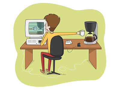 Illustration for the calendar character coffee color facts illustration internet man office