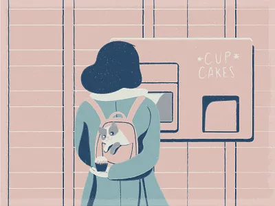 Cupcake ATM and Backpack Kitty cat cupcakes cute friends girl illustration kitty machine texture vector vending