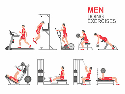 Men doing exercises athlete barbell bodybuilding cartoon exercise fitness gym man sport sportsman weightlifting young