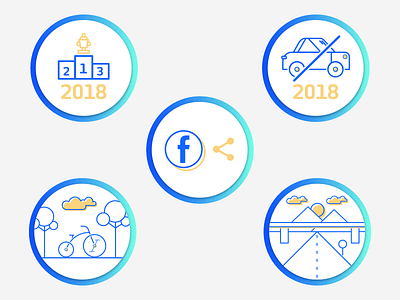 app icons and badges - early concept studies app app badge set app icon set badges bicycle bike car gamification icons podium road trophy