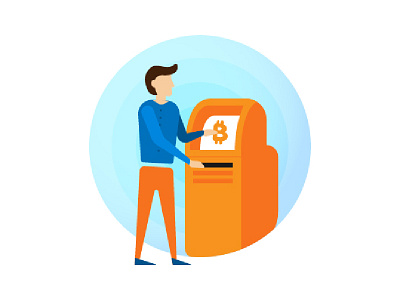 Bitcoin Atm Illustration atm bitcoin card cash cryptocurrency finance flat illustration transfer