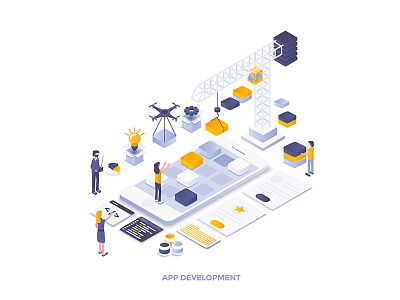 Modern flat design isometric illustration 3d business creative illustration isometric landing man page people template web woman