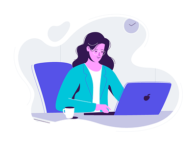 Style Exploration - Greekturtle character exploration flat girl illustration laptop office studiotale style vector woman