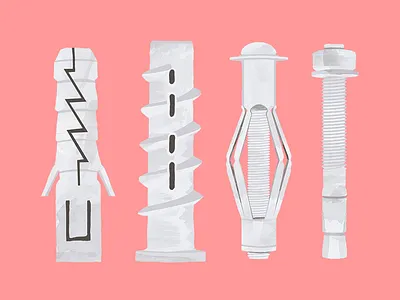 Wall Plugs Illustration anchors digital drawing illustration plugs tools wallplugs