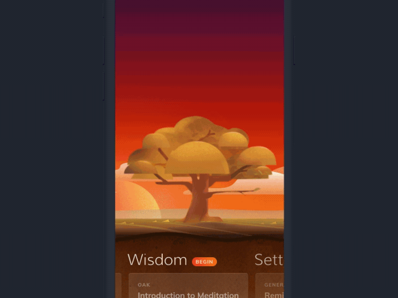 Oak Meditation Early Concept after effects animation app interaction ios iphone mobile oak prototype tree