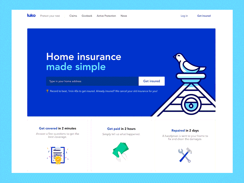 🐦 Luko Home 🏠 hashtag homepage illustration landing page