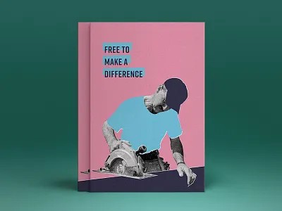 Free to... cyan halftone navy pink poster saw