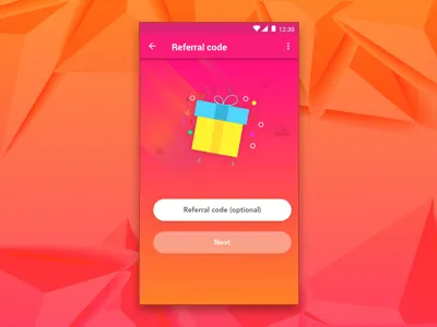Referral Code Page Design sketch