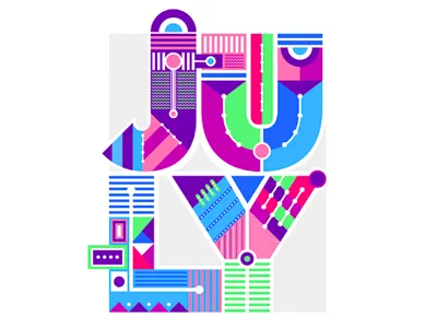 July design illustrator july lettering restudiomx vector vector art